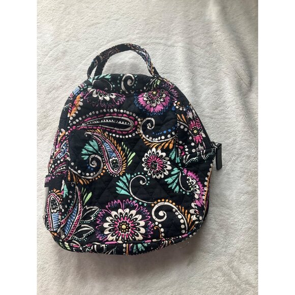 Vera Bradley Quilted Lunch Box With Zippered Closure Black Swirl Bandana - Picture 12 of 13